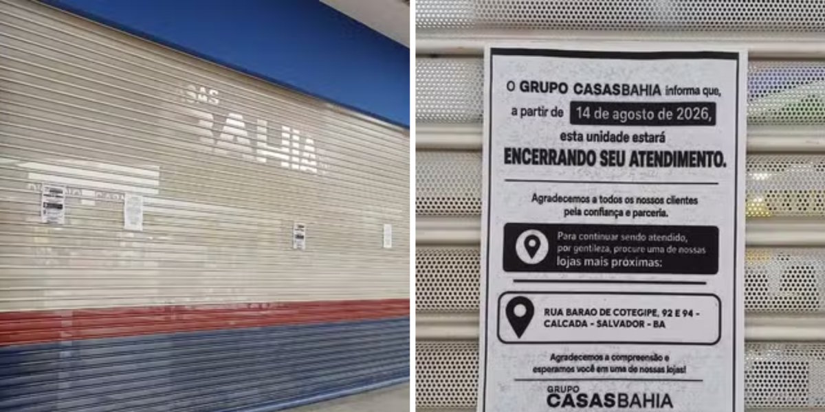 Casas Bahia fecha 12 lojas em Salvador e mantém apenas quatro unidades em funcionamento