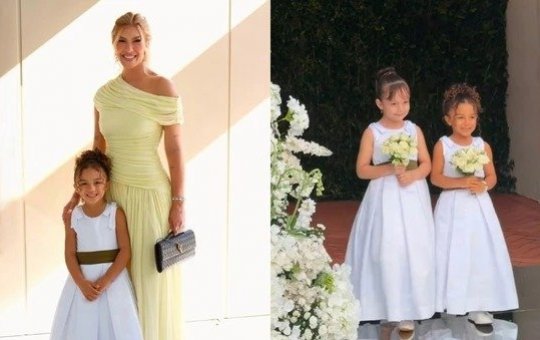 Liz, filha de Lore Improta e Léo Santana, encanta a web ao estrear como daminha em casamento