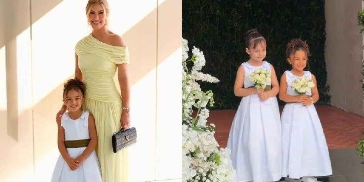 Liz, filha de Lore Improta e Léo Santana, encanta a web ao estrear como daminha em casamento