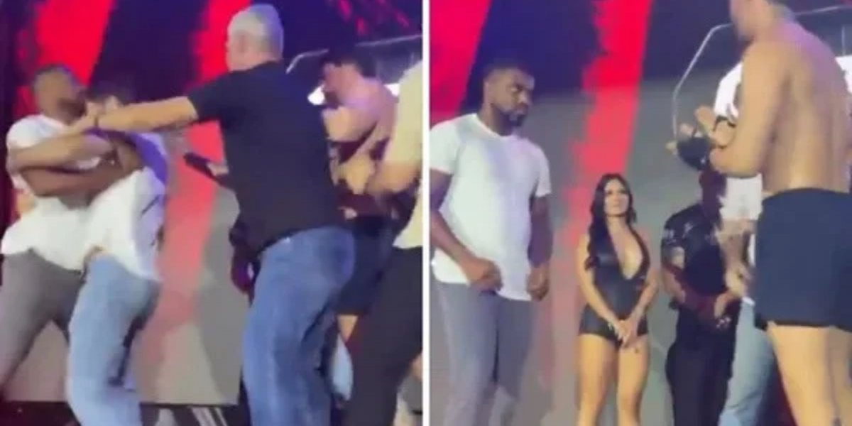 Davi e Rico Melquiades trocam socos durante encarada para luta no Rancho do Maia