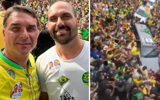 Eduardo Bolsonaro compartilha vídeo de ato de Jair e atribui a Flávio no Nordeste