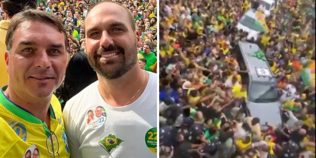 Eduardo Bolsonaro compartilha vídeo de ato de Jair e atribui a Flávio no Nordeste