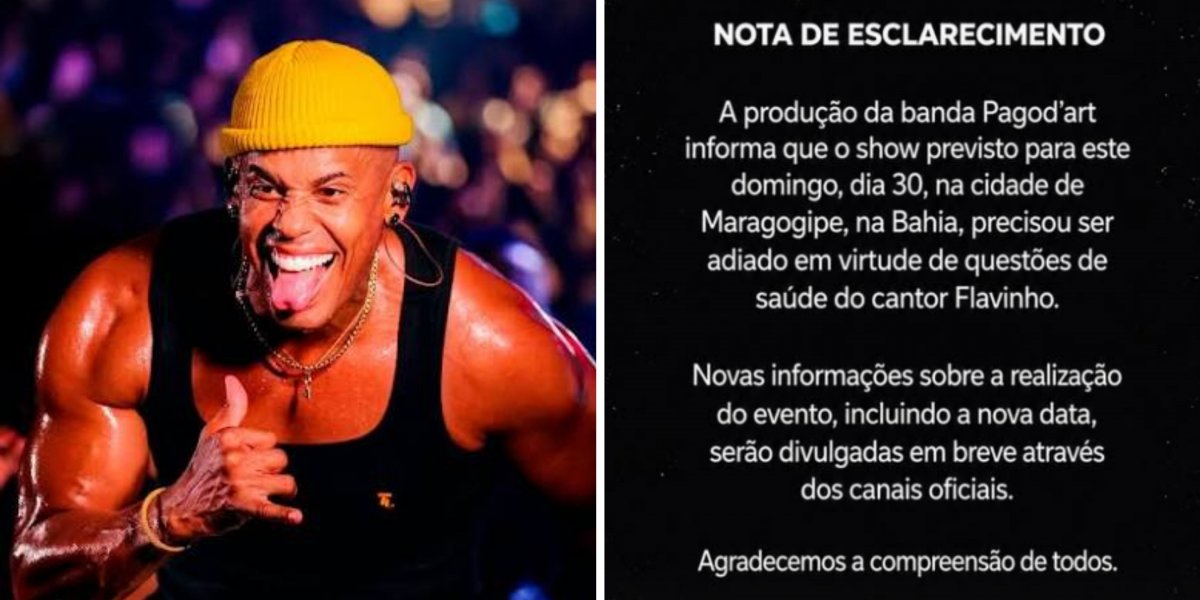 Flavinho, do Pagod'art, é hospitalizado após passar mal e cancela show em Maragogipe