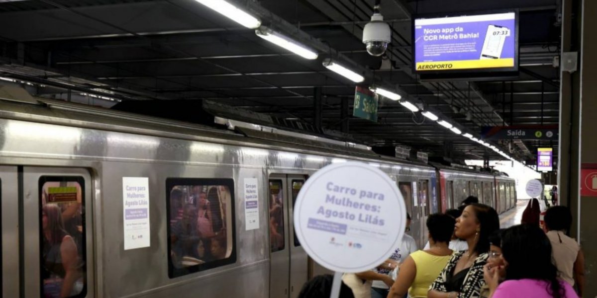 Metrô passa a ter vagão lilás permanente e exclusivo para mulheres em Salvador