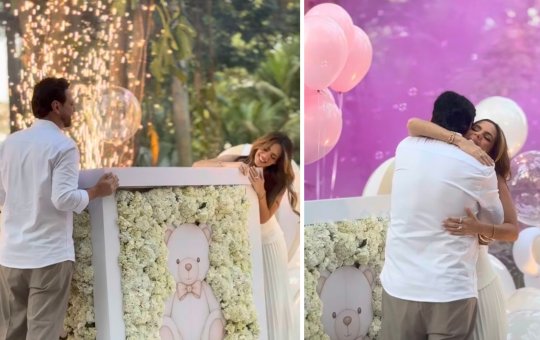 Mariana Fagundes revela sexo do primeiro filho em chá revelação ao lado do marido