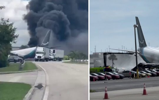 Avião cargueiro da Amazon sai da pista e deixa 5 mortos em Miami