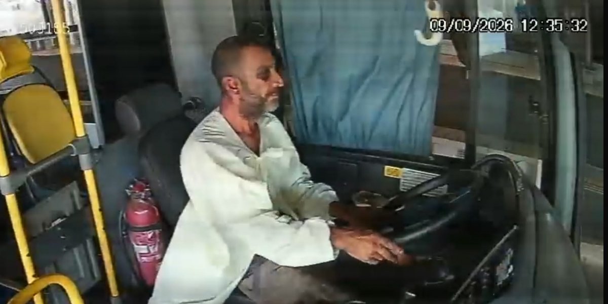 VÍDEO: Homem deixa hospital de avental, furta ônibus e é perseguido pela polícia no DF