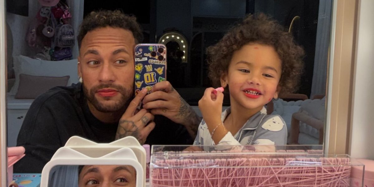 Neymar Jr. participa de brincadeira com Mavie e aparece maquiado: “Minha masculinidade diminuiu”