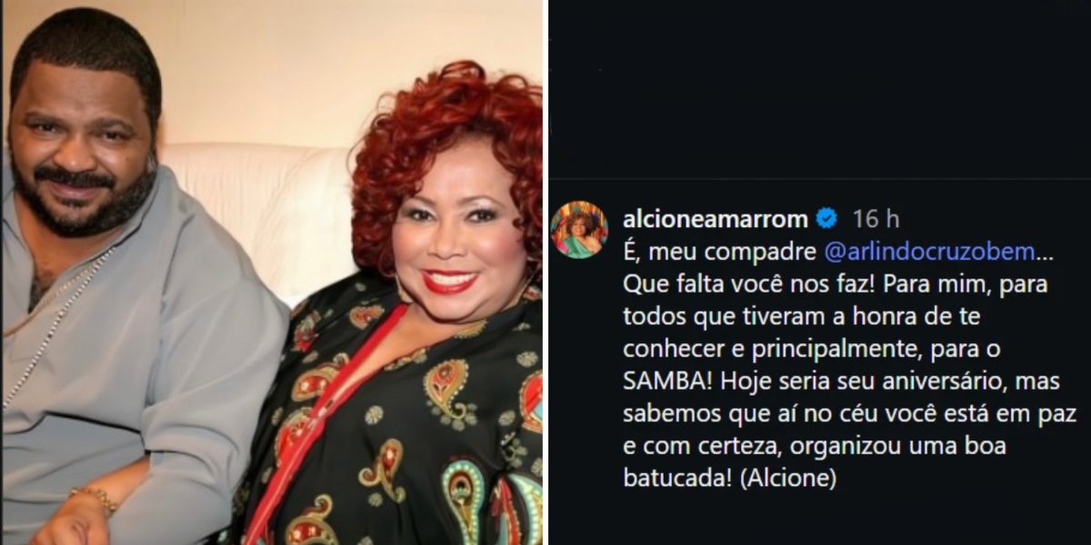 Alcione homenageia Arlindo Cruz no dia em que sambista completaria 68 anos