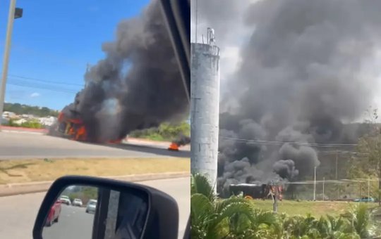 Explosão assusta motoristas e deixa carreta em chamas na Avenida Orlando Gomes, em Salvador