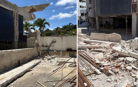 Marquise desaba durante obra e deixa trabalhador ferido em Salvador; Codesal exige demolição