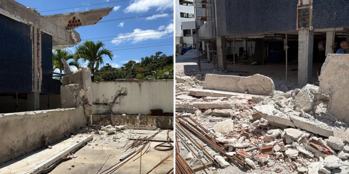 Marquise desaba durante obra e deixa trabalhador ferido em Salvador; Codesal exige demolição