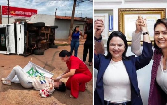 Trio elétrico com candidata ligada a Michelle Bolsonaro capota durante ato em Goiás