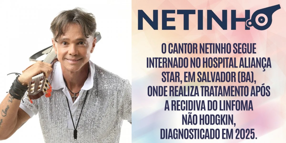 Cantor Netinho é internado em Salvador após retorno do câncer
