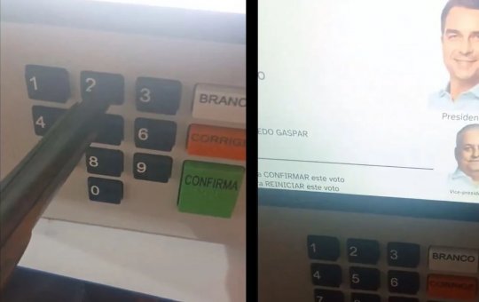 Vídeo mostra eleitor usando arma para votar em Flávio Bolsonaro