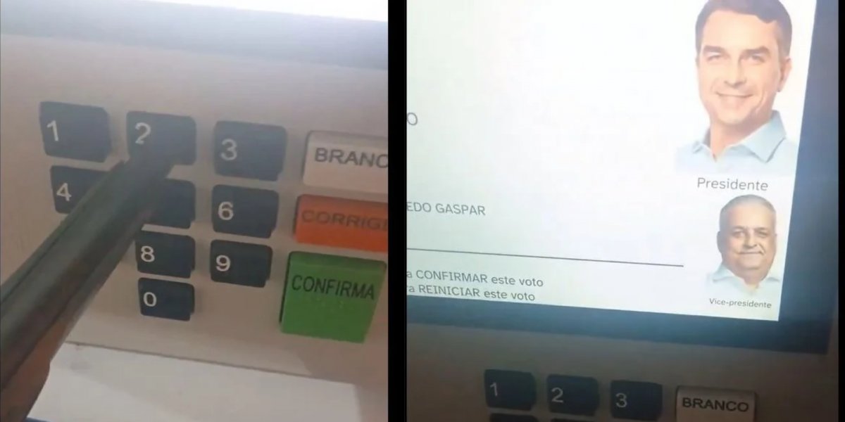 Vídeo mostra eleitor usando arma para votar em Flávio Bolsonaro