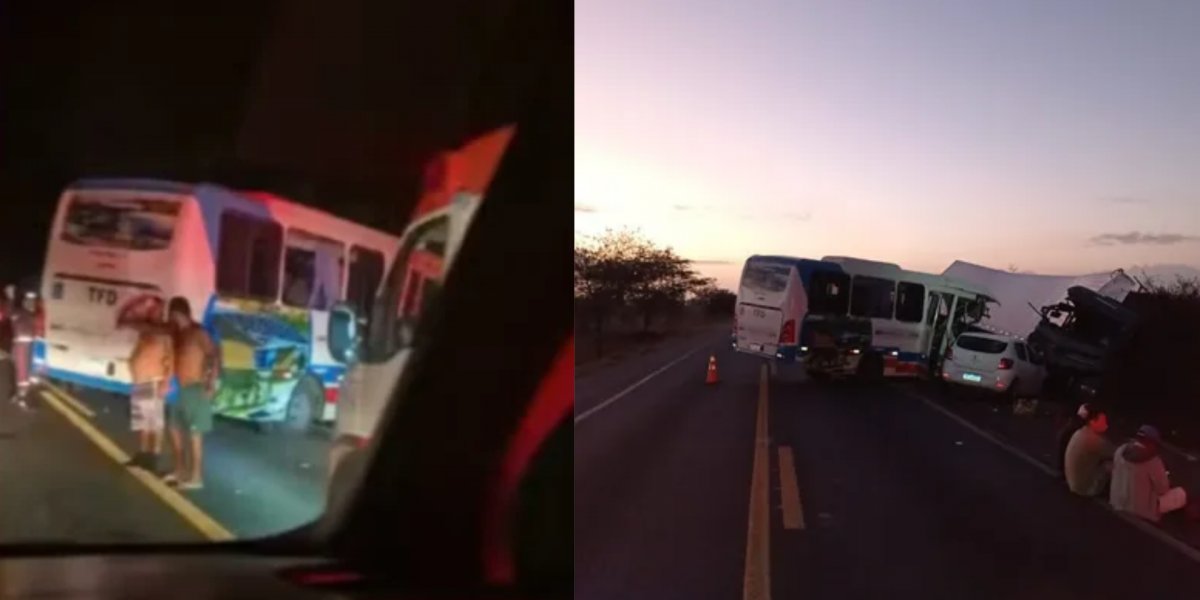 Micro-ônibus com 27 pessoas se envolve em acidente na BR-324 e deixa passageiros feridos