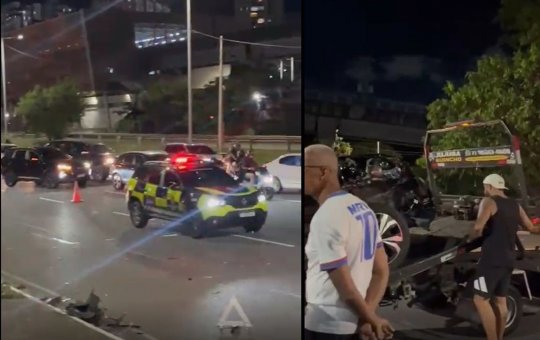 ‘Ratos da Pista’ se unem para desvirar carro capotado em acidente na Avenida ACM