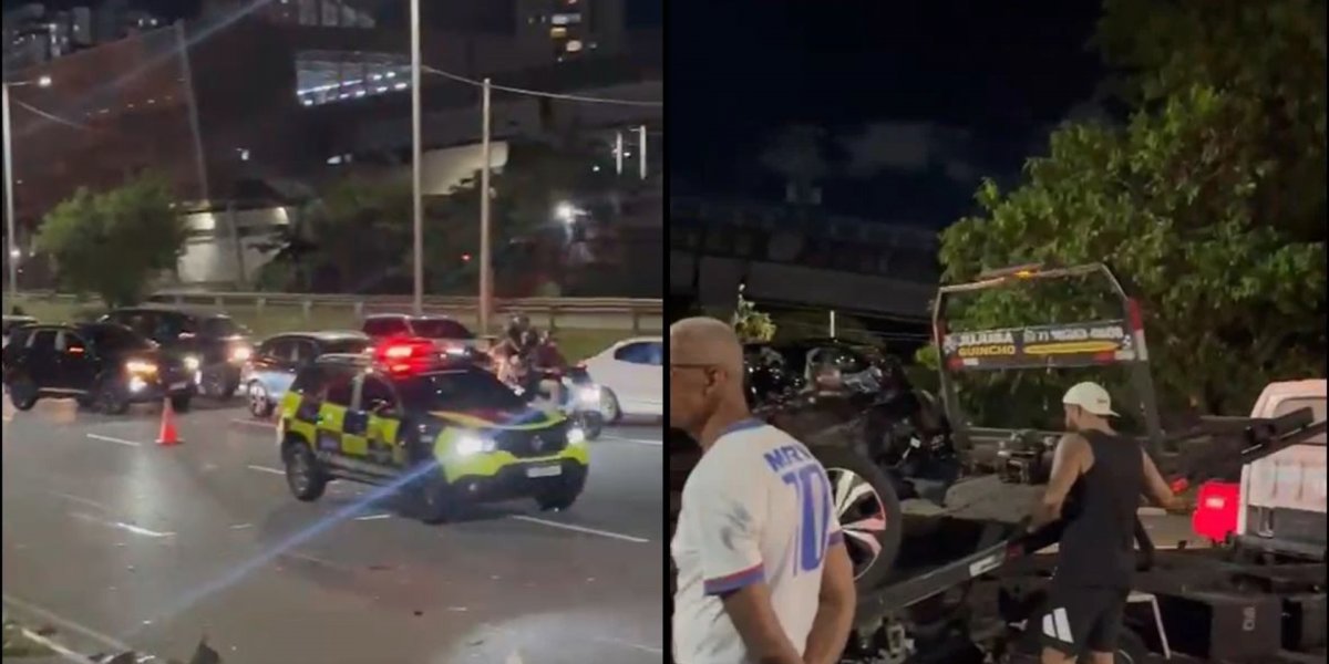 ‘Ratos da Pista’ se unem para desvirar carro capotado em acidente na Avenida ACM