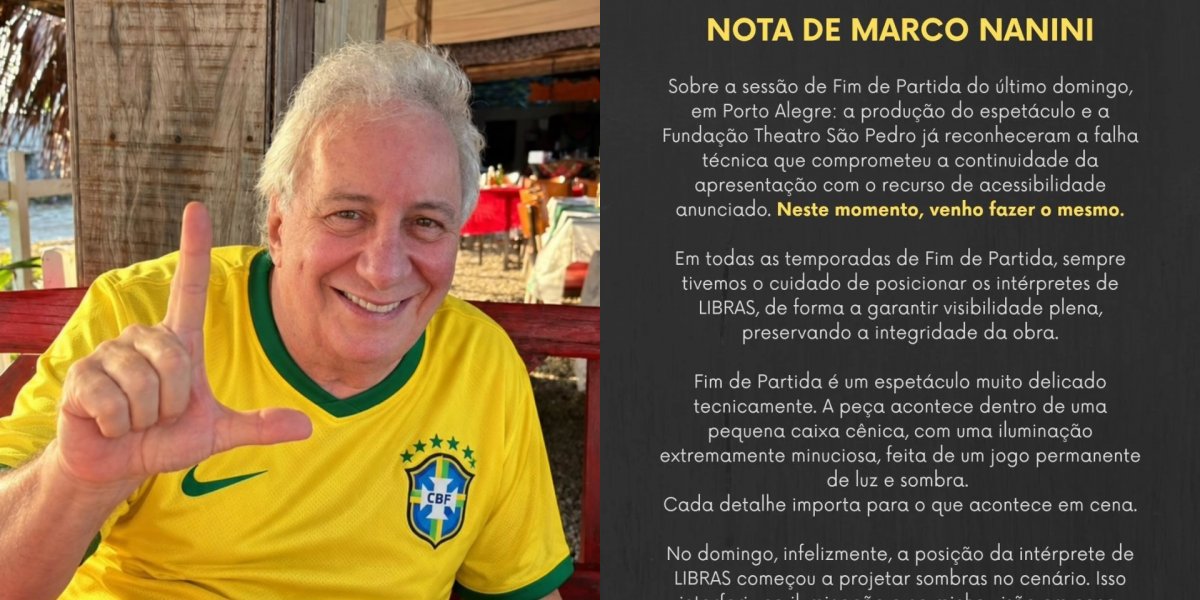 Marco Nanini pede desculpas após polêmica com intérprete de Libras