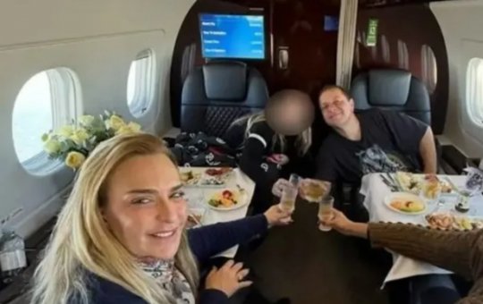 Fotos mostram Lulinha e Roberta Luchsinger em jatinho de luxo