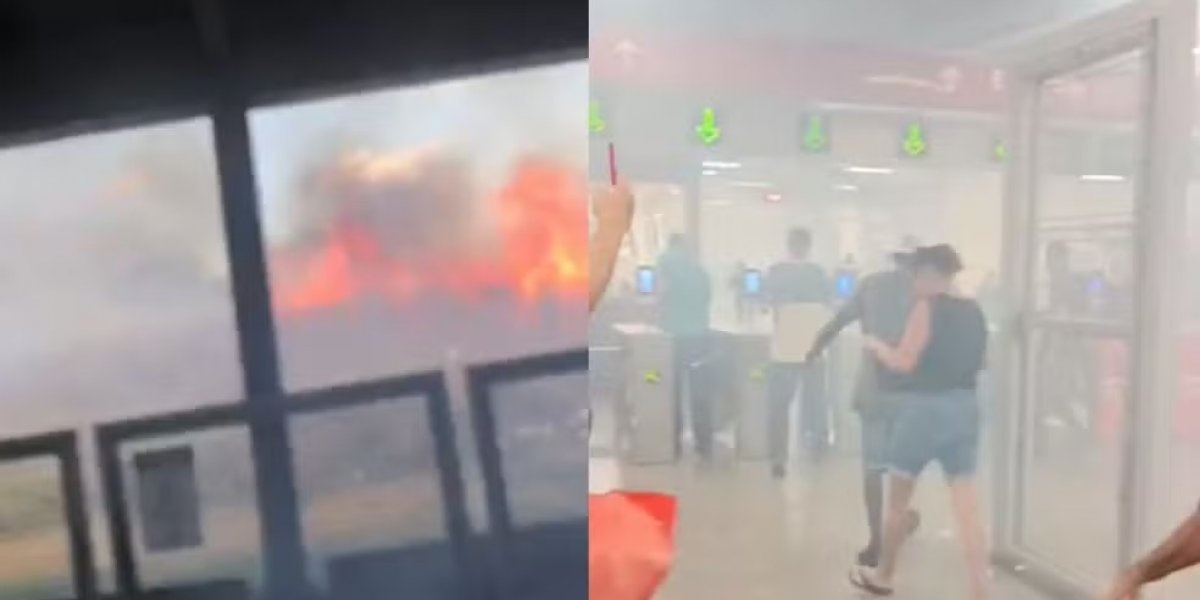 Incêndio próximo à estação de metrô provoca correria e assusta passageiros em Salvador