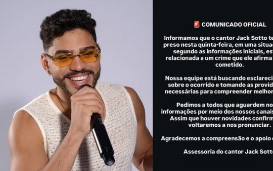 Cantor baiano Jack Sotto teria sido preso, diz comunicado da equipe