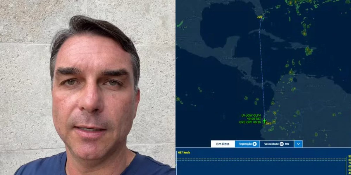 Avião com Flávio Bolsonaro e família deixa o Equador rumo a Miami, nos EUA