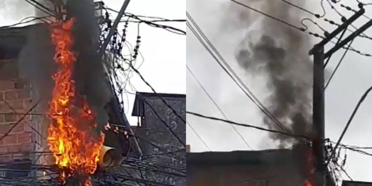 Poste pega fogo em Boa Vista de São Caetano e bombeiros são chamados