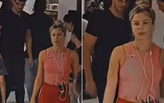 Grazi Massafera aparece com o novo namorado em gravações