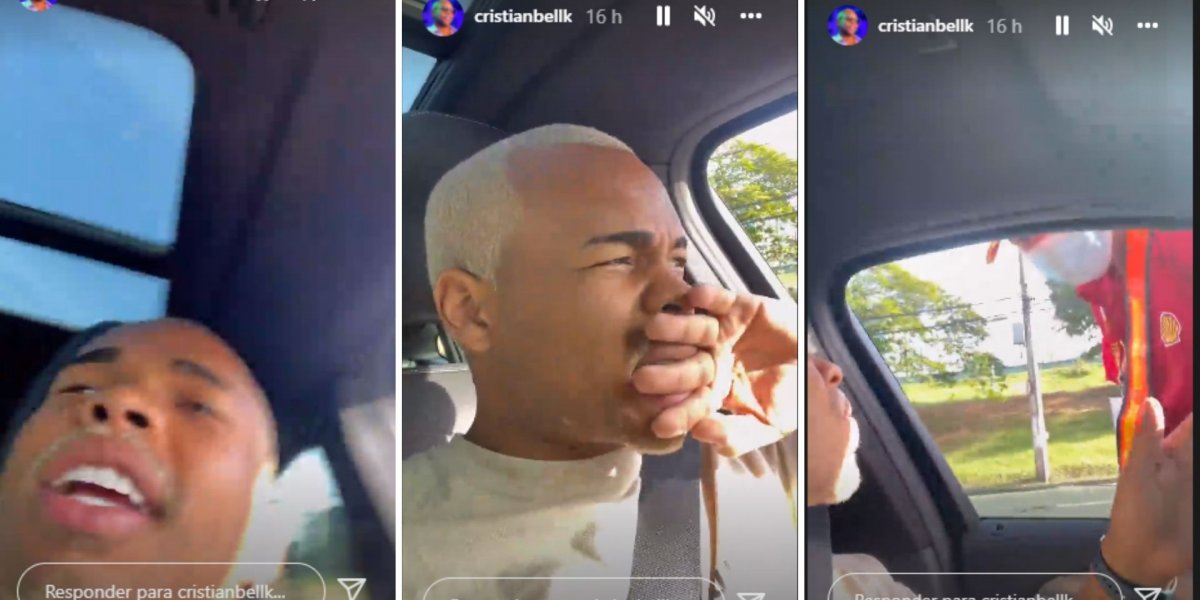Gasolina de BMW de Cristian Bell termina e humorista fica parado na rua